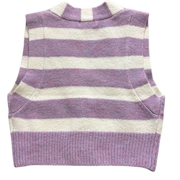 For love & lemons maud crop sweater vest purple striped NEW - Picture 5 of 12